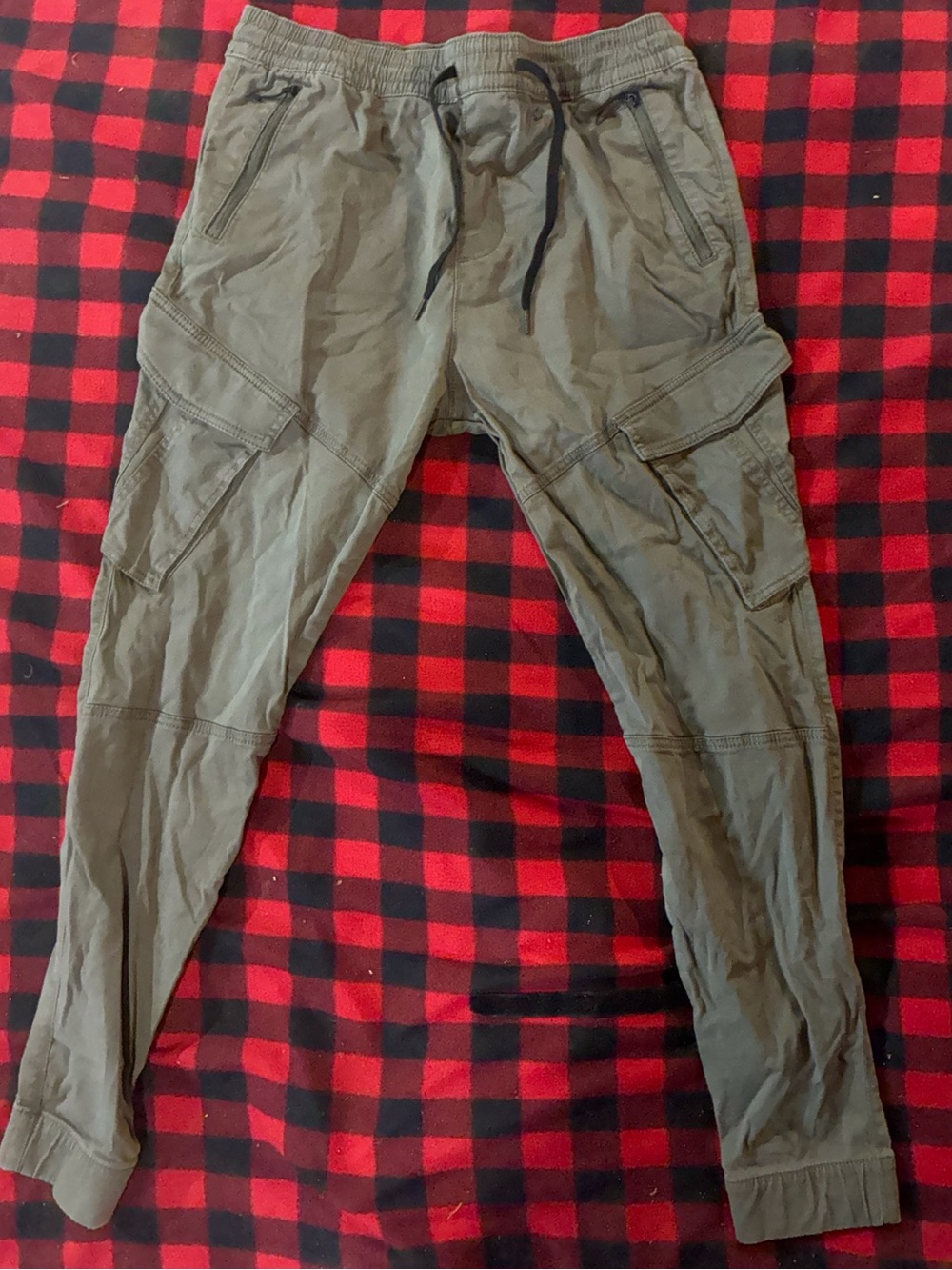 Hollister Olive Green Cargo Joggers with Drawstring Waist